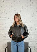 CROPPED BLACK LEATHER JACKET