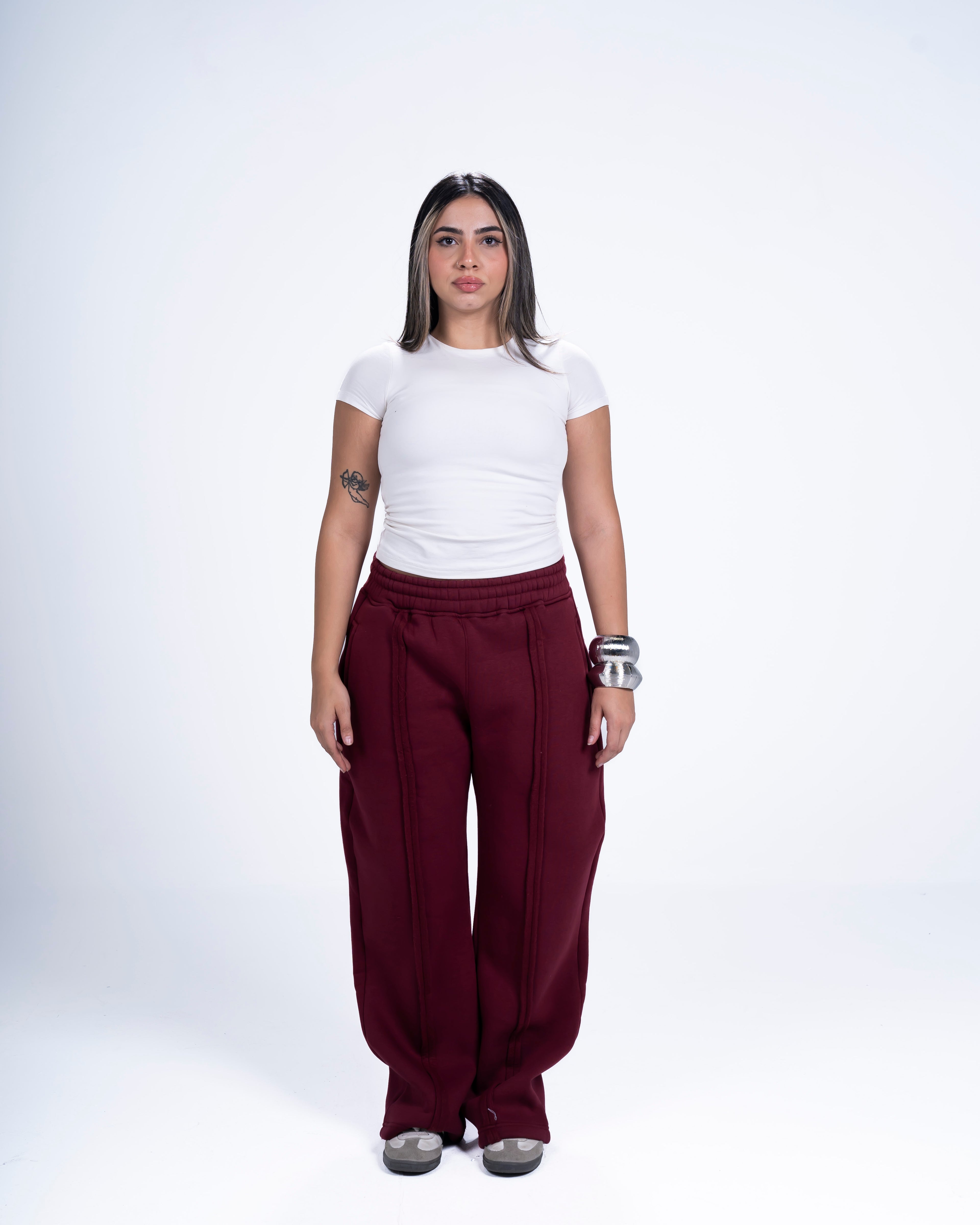 COZED BURGUNDY BASIC SWEATPANTS