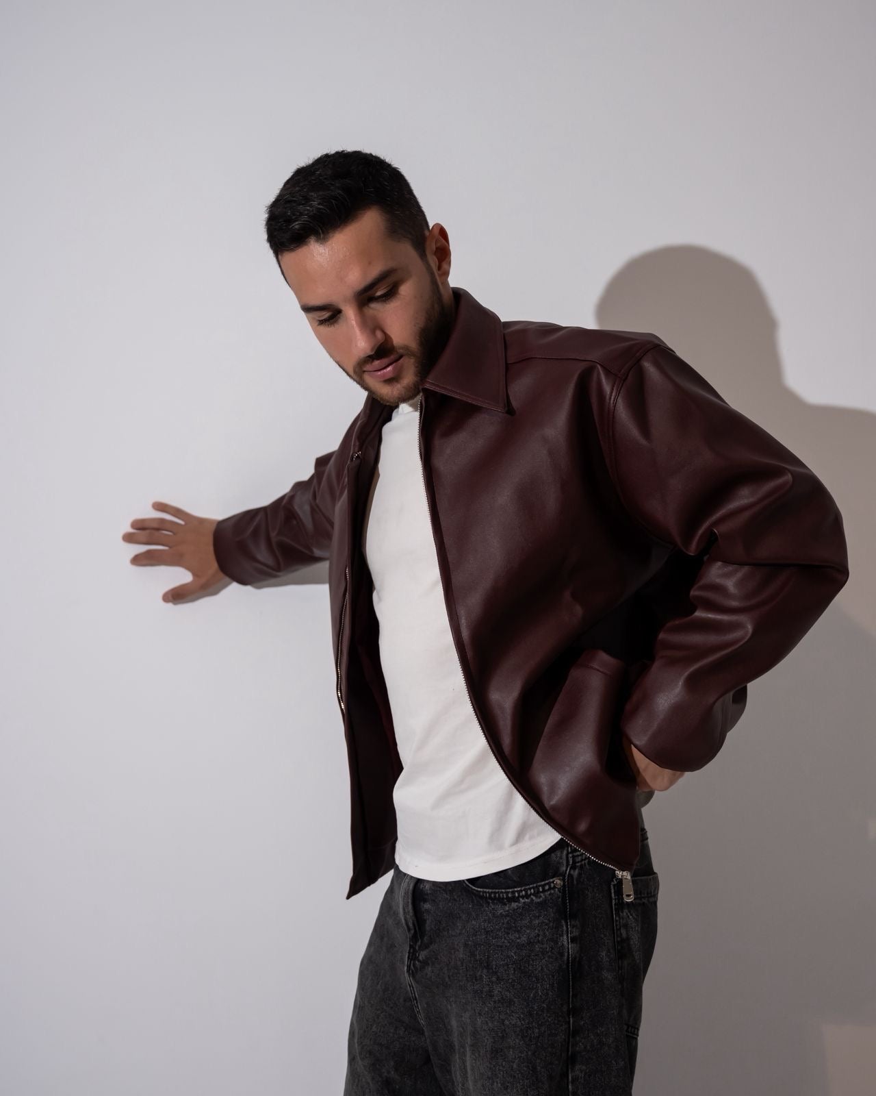 BURGUNDY LEATHER JACKET