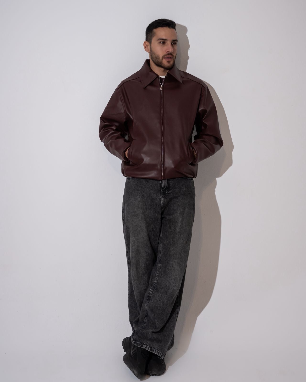 BURGUNDY LEATHER JACKET